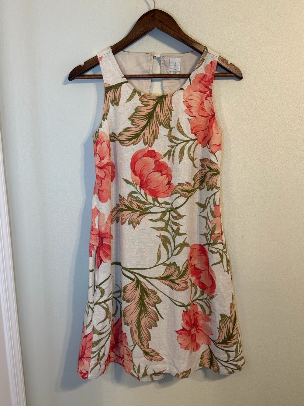 Joie Linen Floral Mini Dress XS Tropical Boho Keyhole Back - Picture 5 of 7